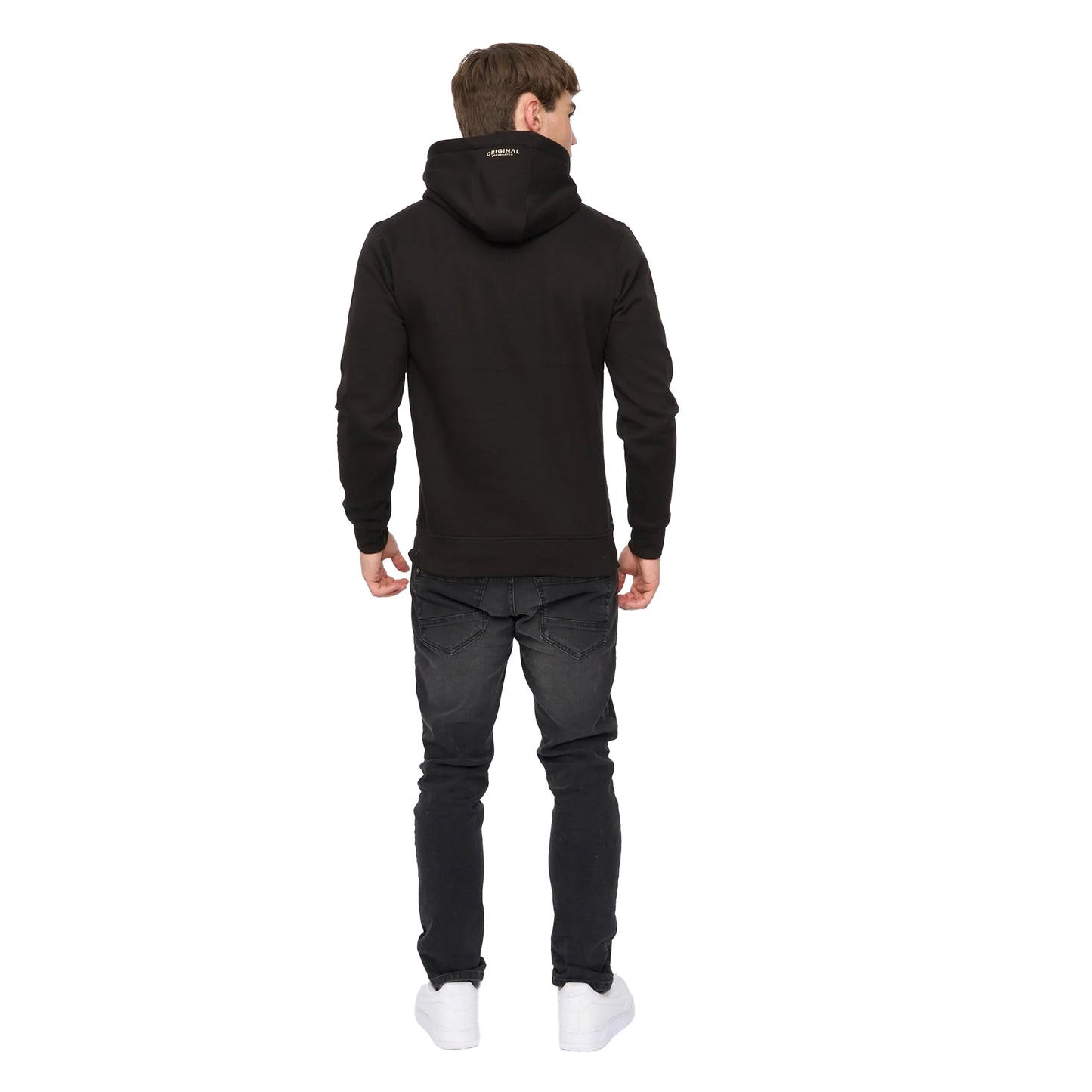 Black - Back - Crosshatch Mens Moules Hoodie