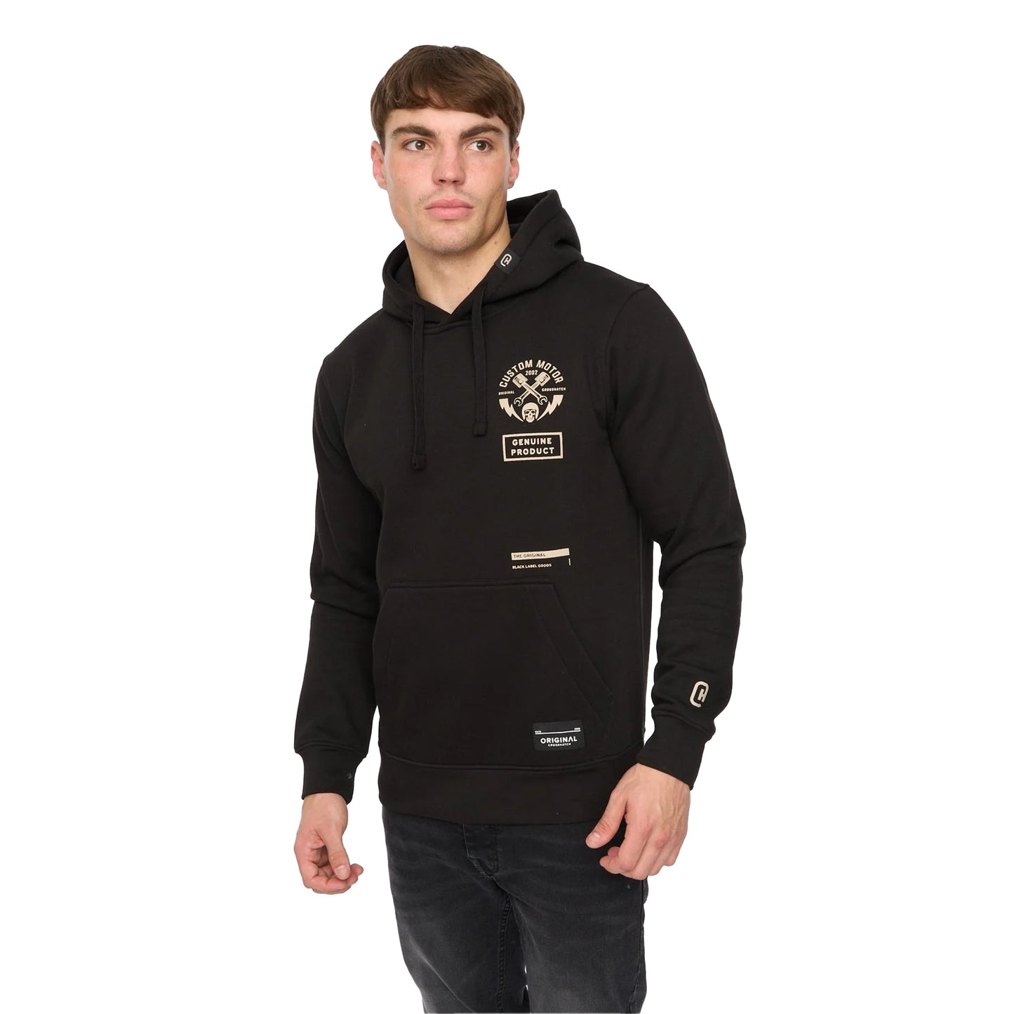 Black - Side - Crosshatch Mens Moules Hoodie