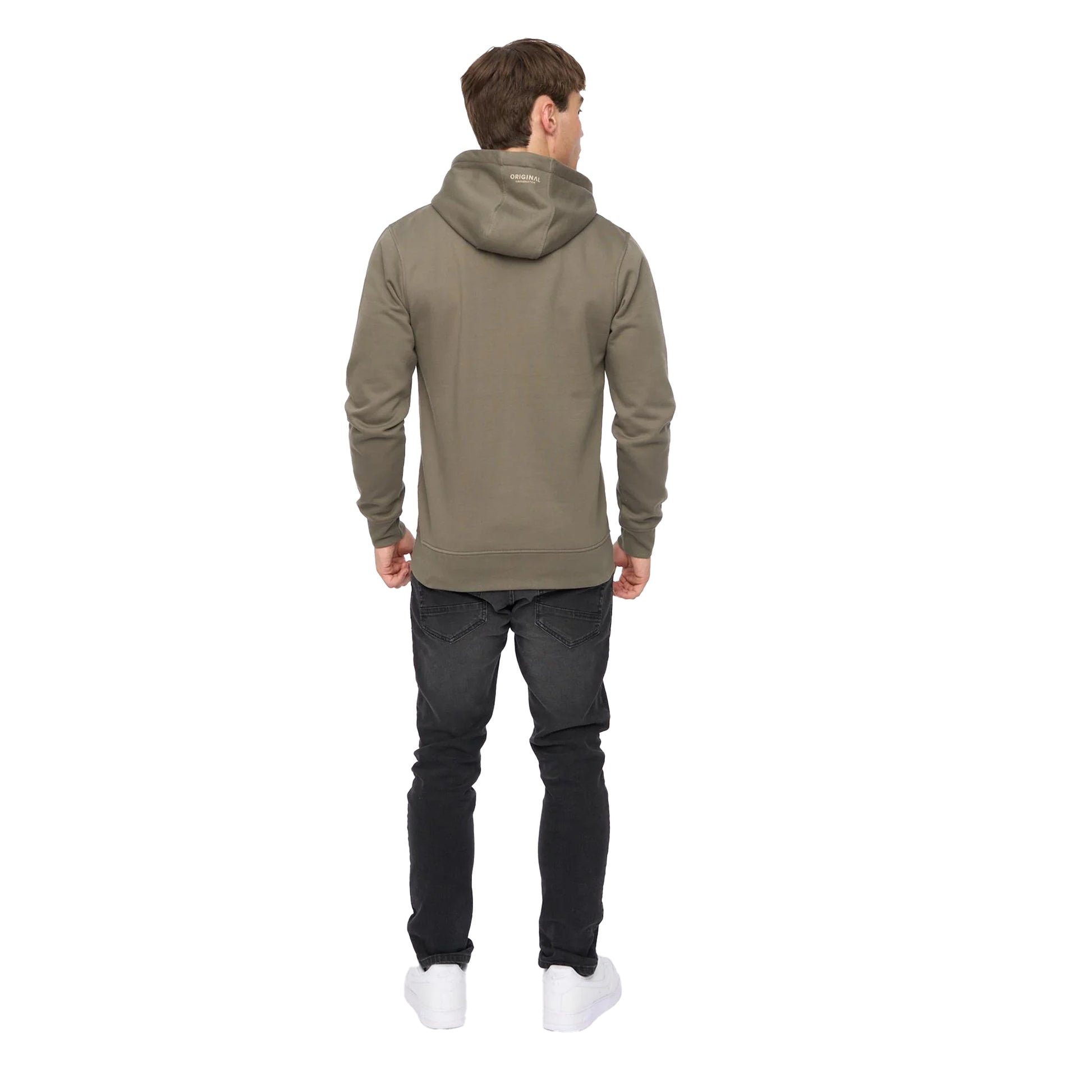 Olive - Back - Crosshatch Mens Moules Hoodie