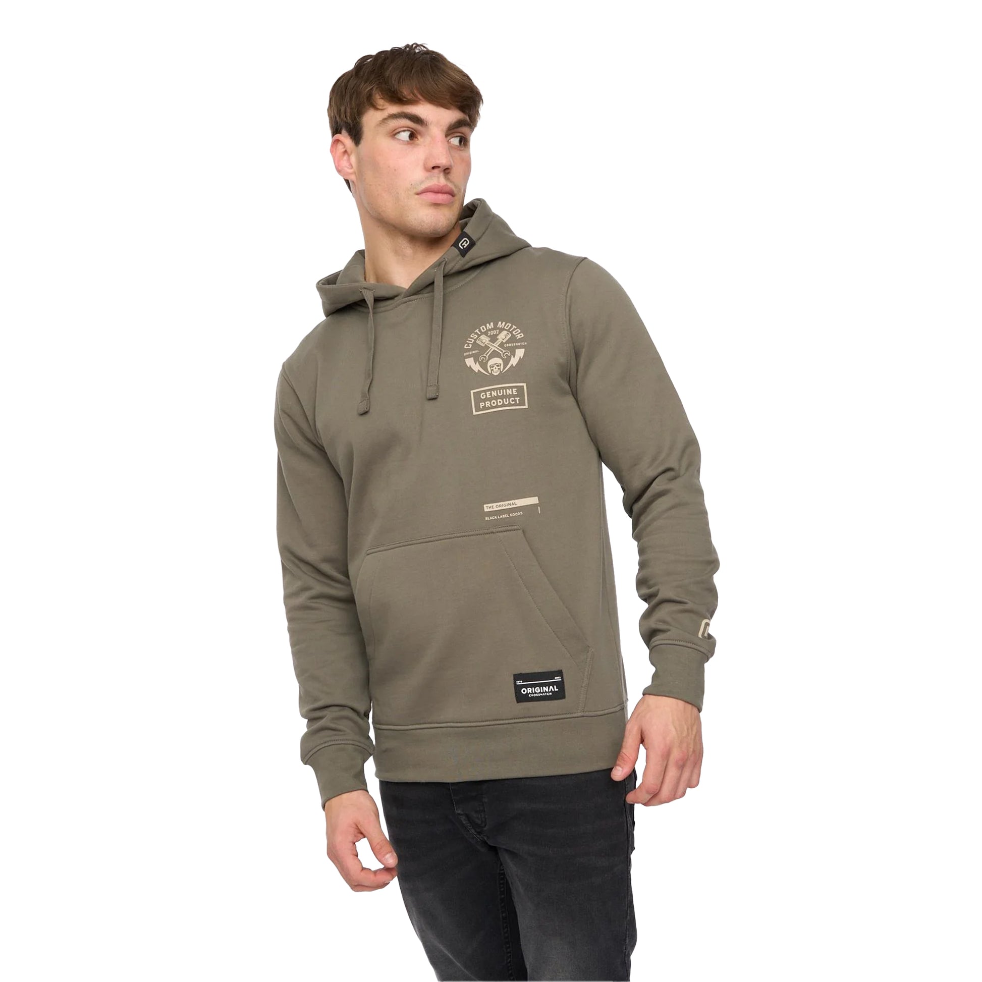 Olive - Side - Crosshatch Mens Moules Hoodie