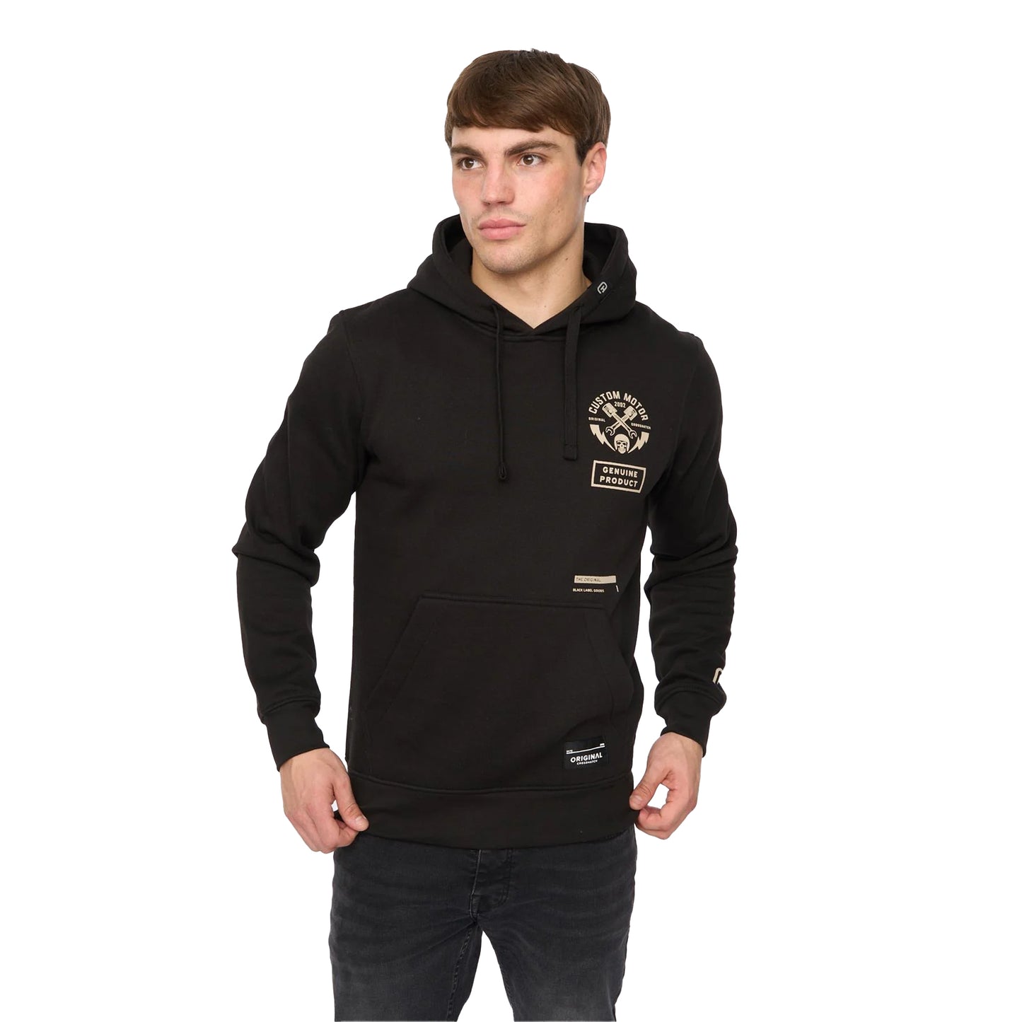 Black - Front - Crosshatch Mens Moules Hoodie