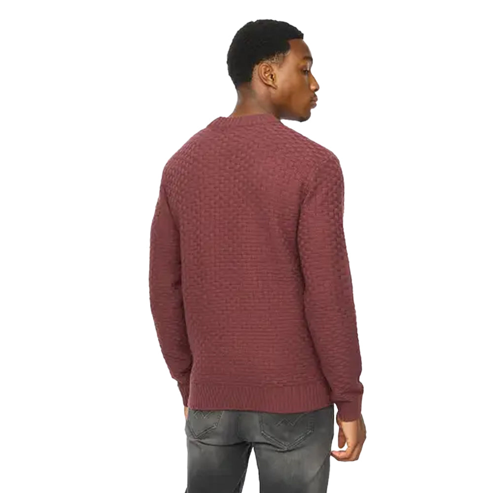 Raisin - Back - Duck and Cover Mens Matera Textured Knitted Jumper