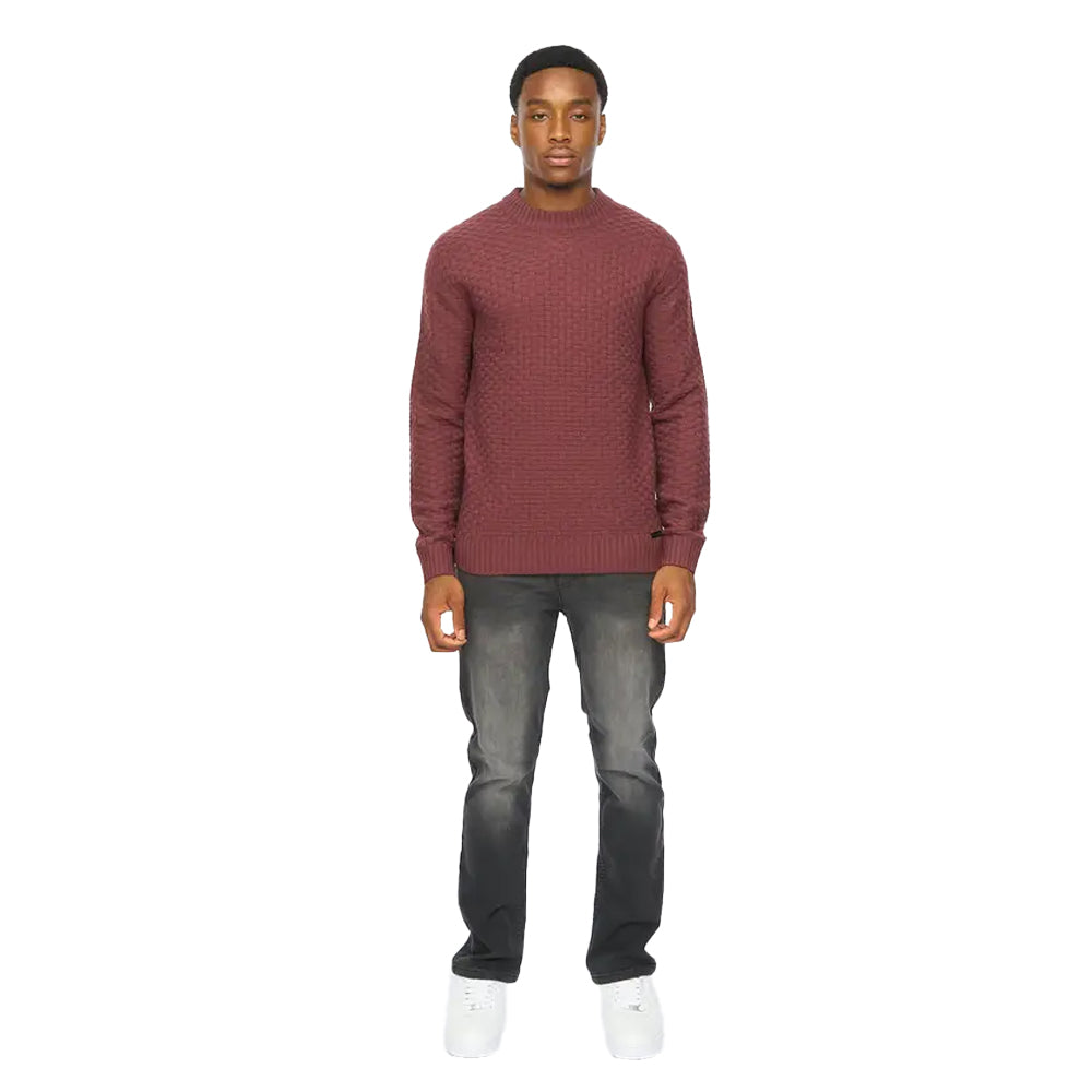 Raisin - Side - Duck and Cover Mens Matera Textured Knitted Jumper