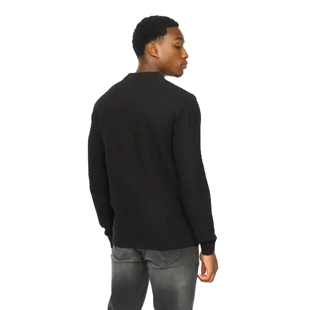 Black - Back - Duck and Cover Mens Matera Textured Knitted Jumper