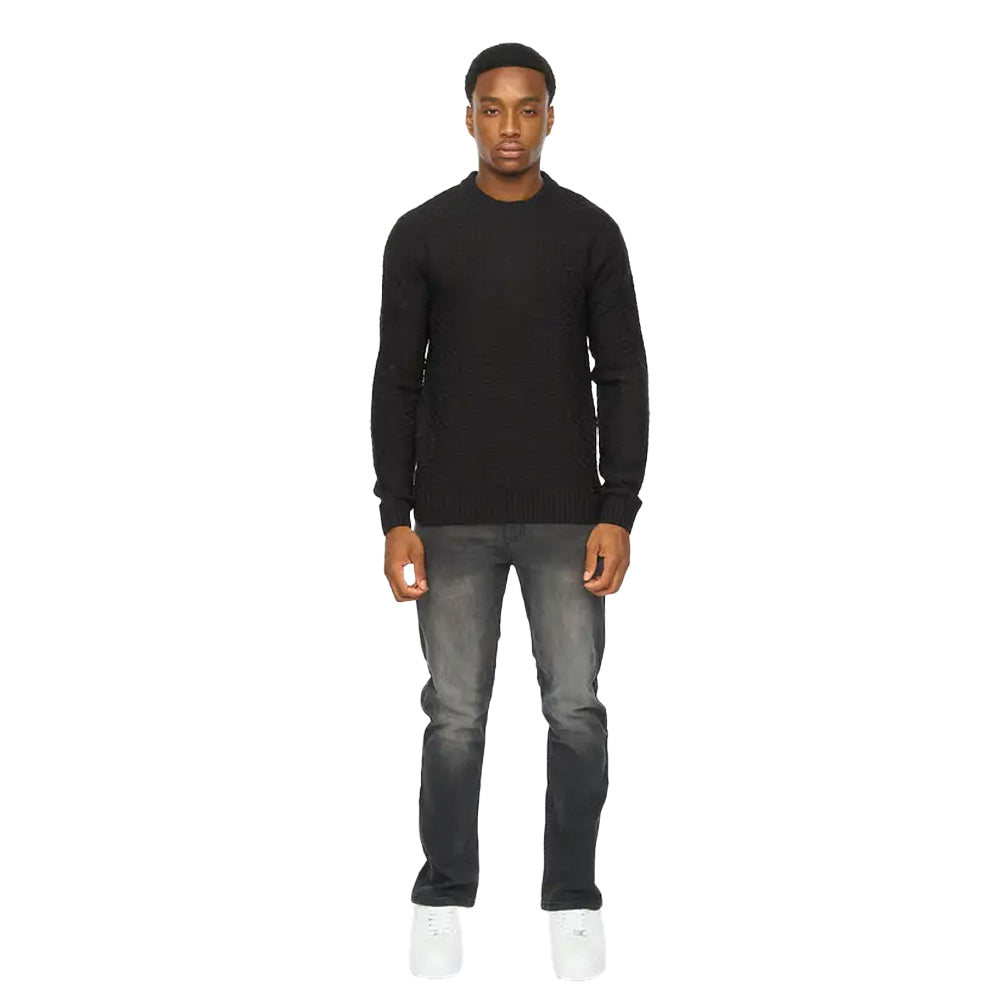 Black - Side - Duck and Cover Mens Matera Textured Knitted Jumper