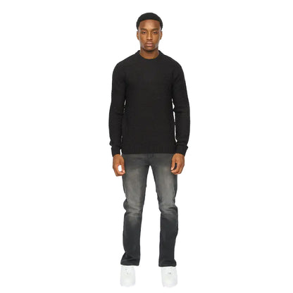 Black - Side - Duck and Cover Mens Matera Textured Knitted Jumper