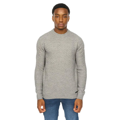 Grey Marl - Front - Duck and Cover Mens Matera Textured Knitted Jumper