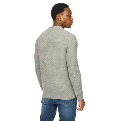 Grey Marl - Back - Duck and Cover Mens Matera Textured Knitted Jumper
