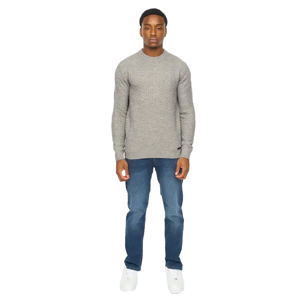 Grey Marl - Side - Duck and Cover Mens Matera Textured Knitted Jumper