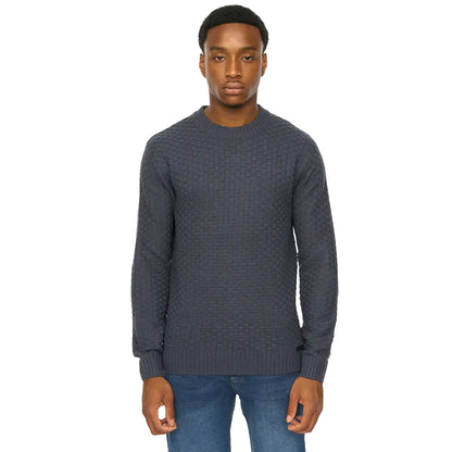 Navy - Front - Duck and Cover Mens Matera Textured Knitted Jumper