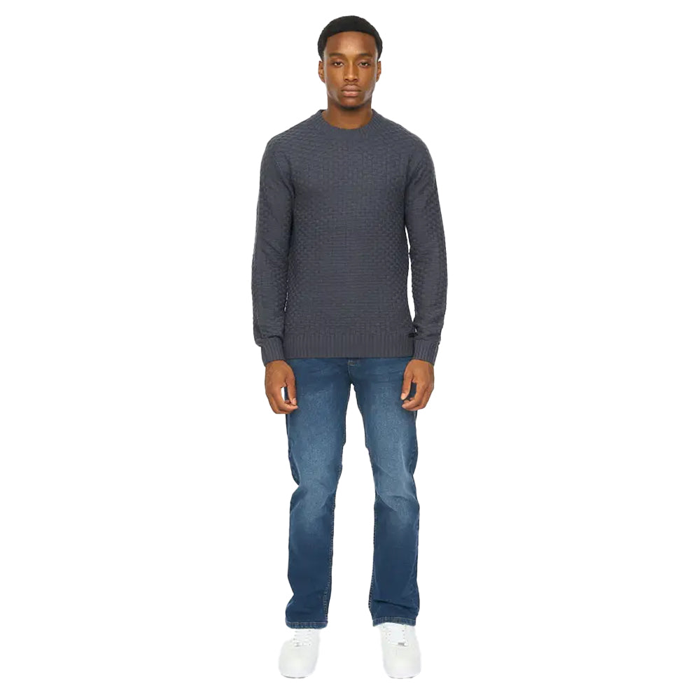 Navy - Side - Duck and Cover Mens Matera Textured Knitted Jumper