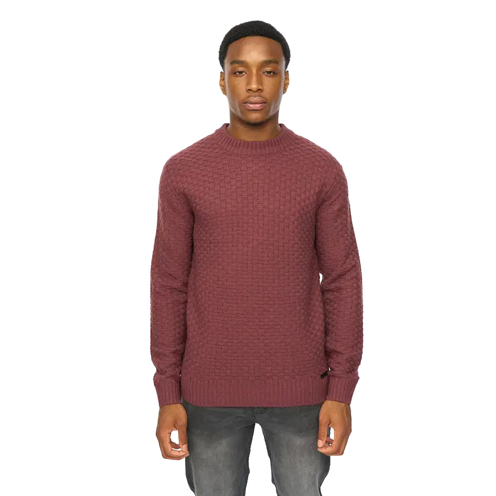 Raisin - Front - Duck and Cover Mens Matera Textured Knitted Jumper