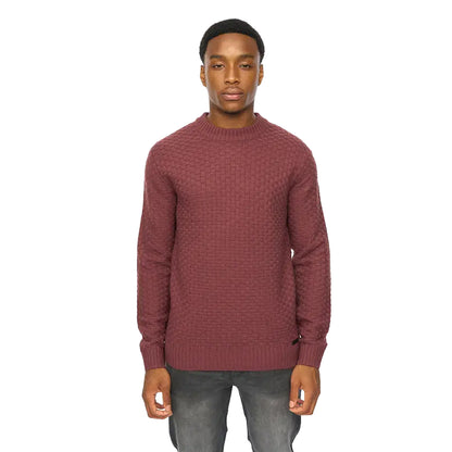 Raisin - Front - Duck and Cover Mens Matera Textured Knitted Jumper