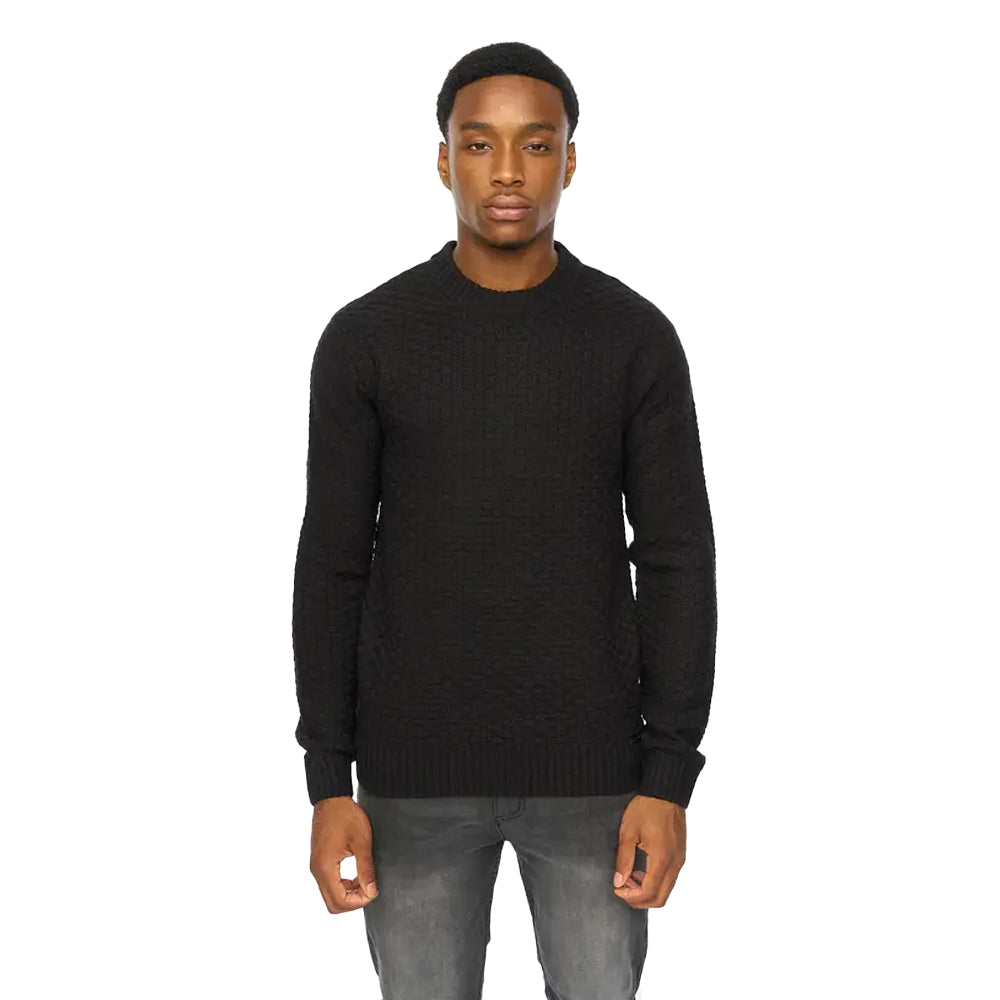 Black - Front - Duck and Cover Mens Matera Textured Knitted Jumper