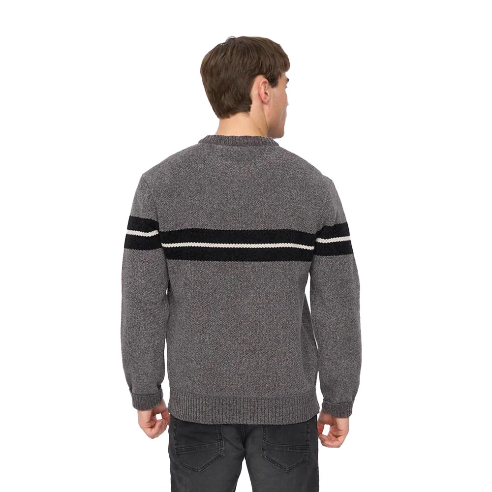 Grey Marl - Back - Crosshatch Mens Roundall Chenille Knitted Jumper