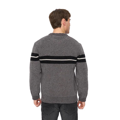 Grey Marl - Back - Crosshatch Mens Roundall Chenille Knitted Jumper