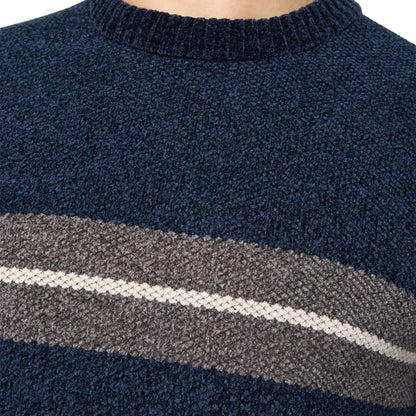 Navy - Back - Crosshatch Mens Roundall Chenille Knitted Jumper