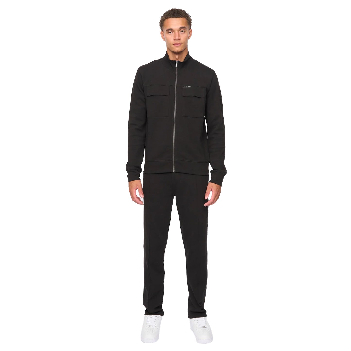 Black - Front - Duck and Cover Mens Tames Full Zip Hoodie And Joggers Set