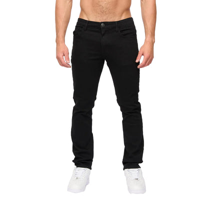 Black - Front - Crosshatch Mens Draker Straight Leg Jeans