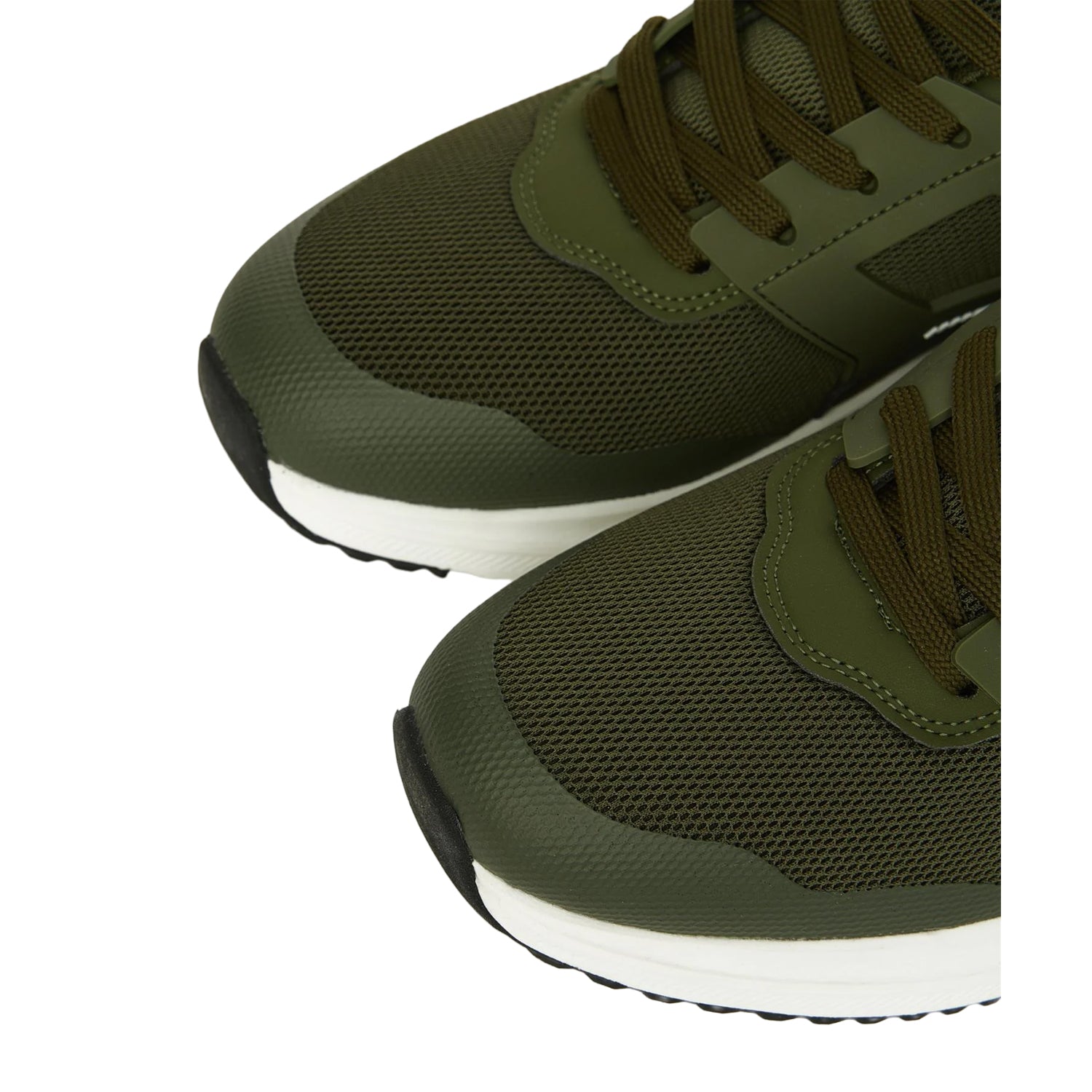 Olive-White - Side - Crosshatch Mens Holywell Flyknit Trainers