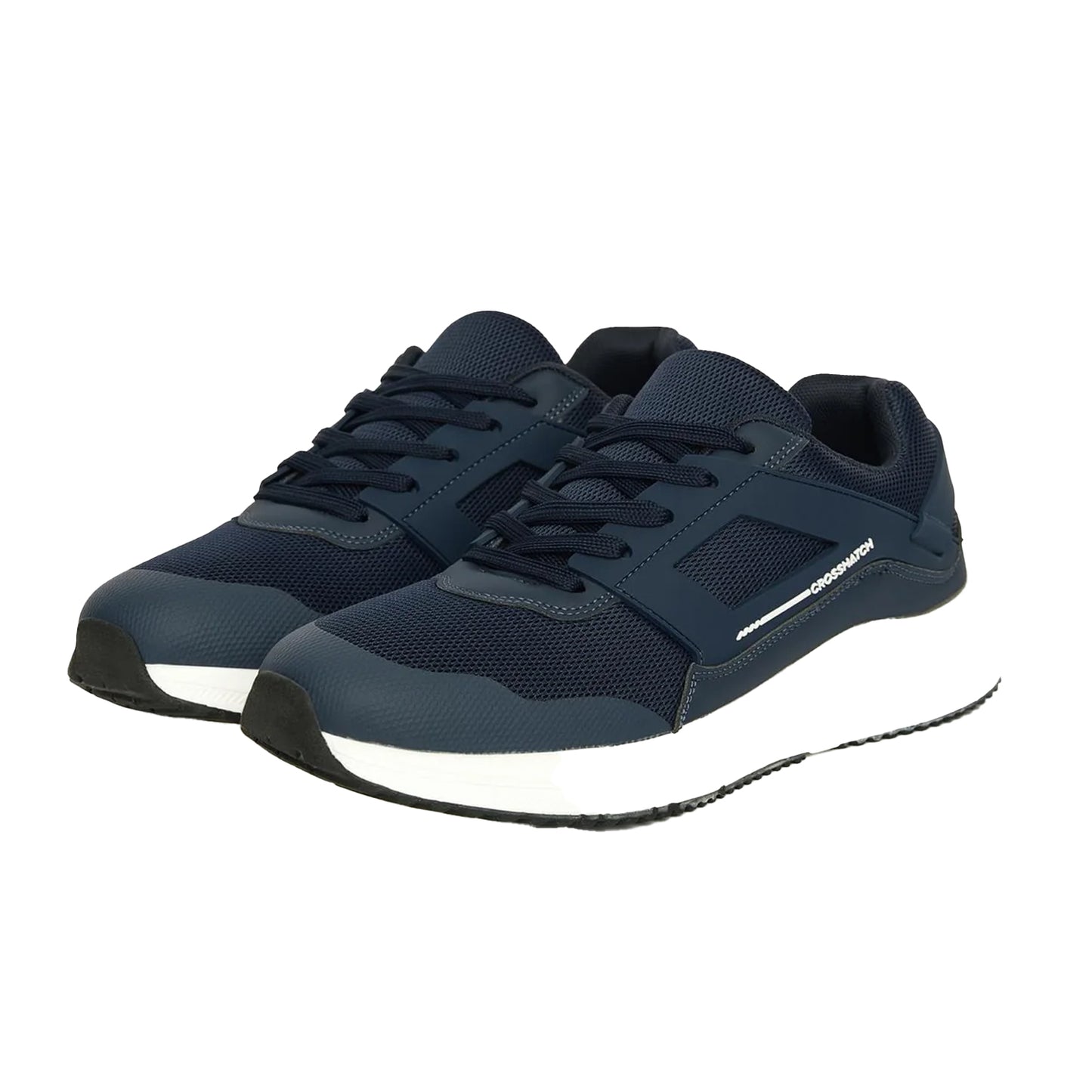 Navy-White - Front - Crosshatch Mens Holywell Flyknit Trainers