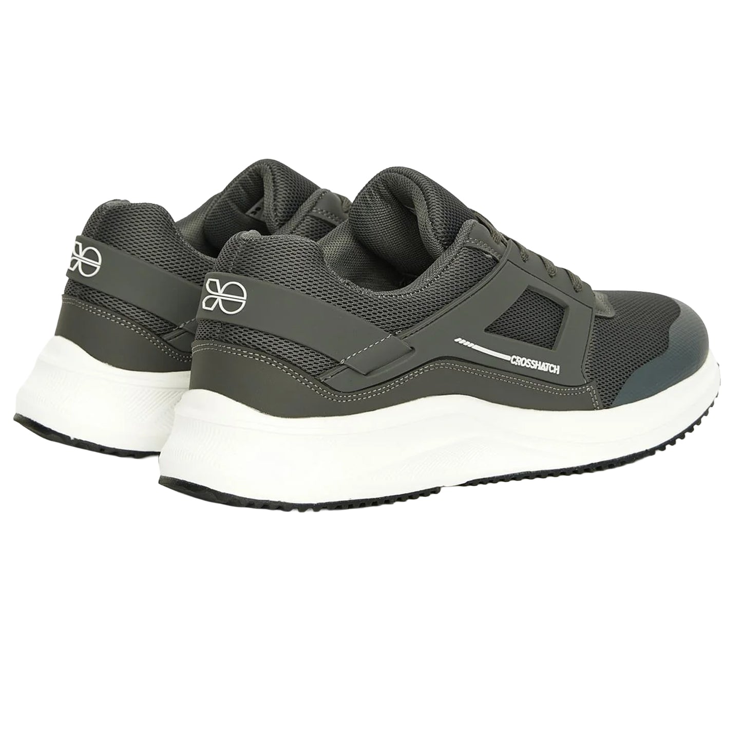 Grey-White - Back - Crosshatch Mens Holywell Flyknit Trainers