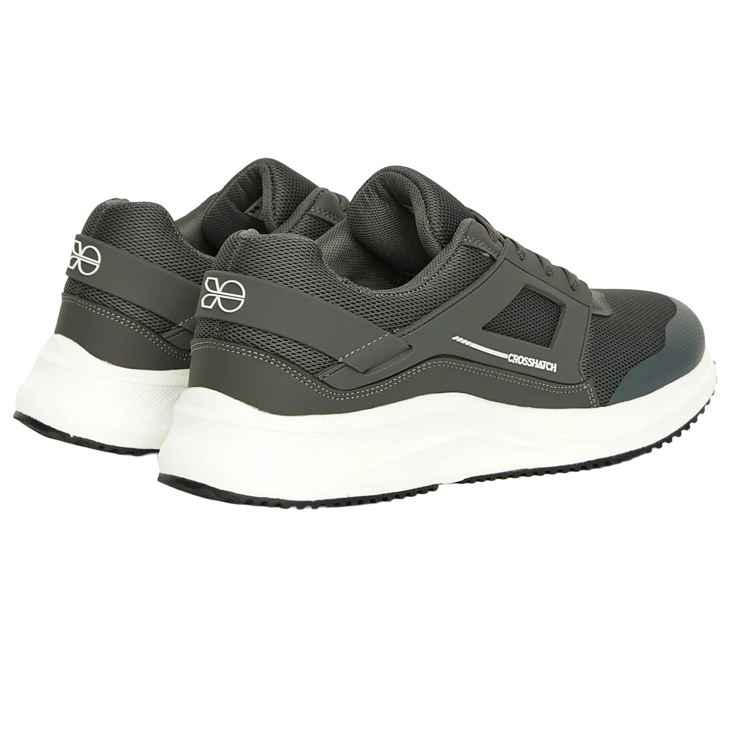 Grey-White - Back - Crosshatch Mens Holywell Flyknit Trainers