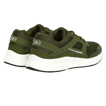 Olive-White - Back - Crosshatch Mens Holywell Flyknit Trainers