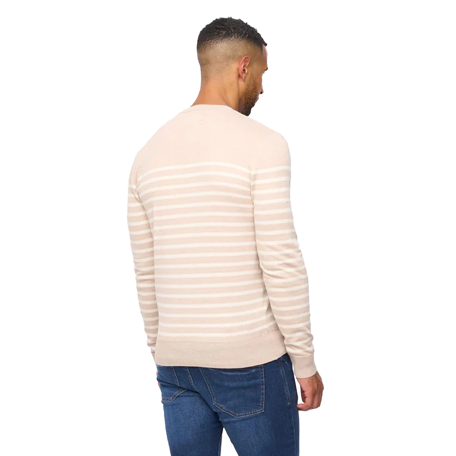Beige Marl - Back - Bewley & Ritch Mens Howland Crew Neck Jumper