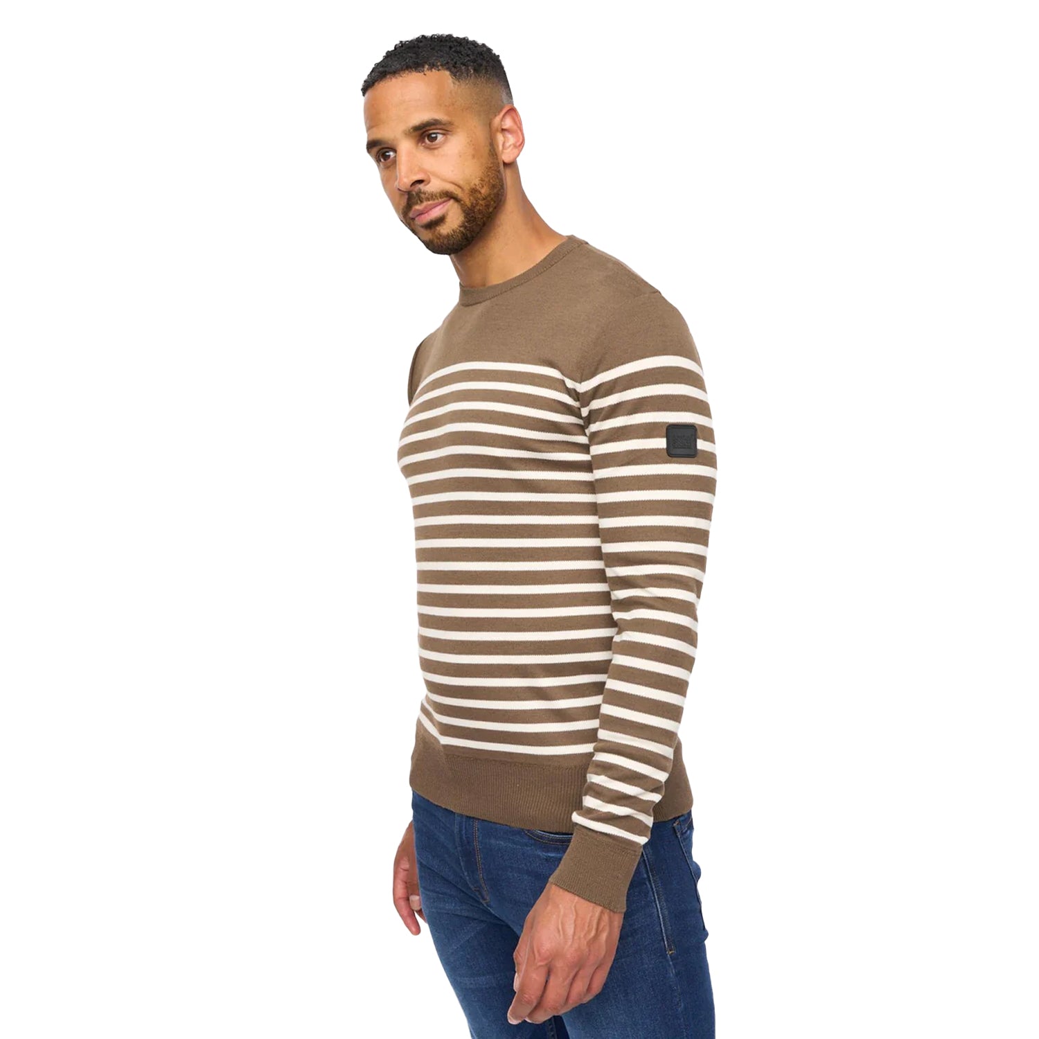 Taupe - Back - Bewley & Ritch Mens Howland Crew Neck Jumper