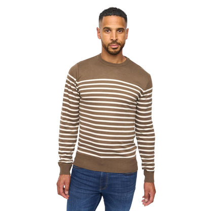 Taupe - Front - Bewley & Ritch Mens Howland Crew Neck Jumper