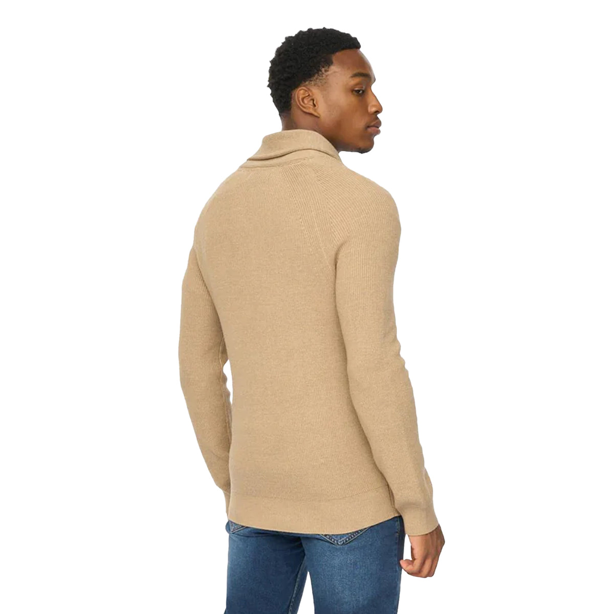 Stone - Back - Duck and Cover Mens Venosa Shawl Collar Cardigan
