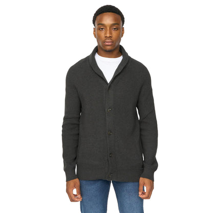 Charcoal - Front - Duck and Cover Mens Venosa Shawl Collar Cardigan