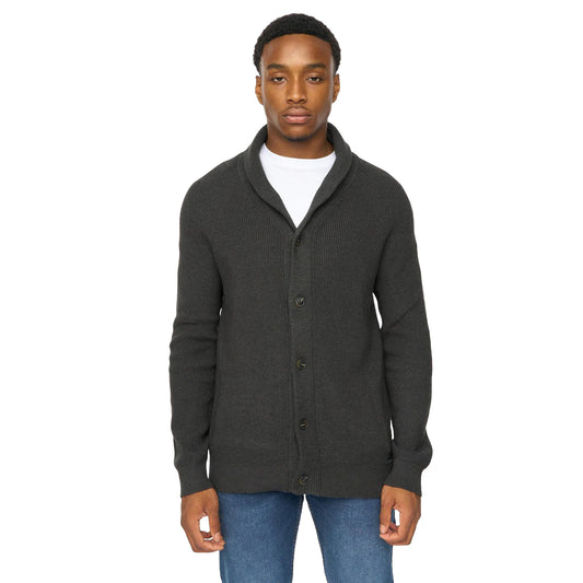 Charcoal - Front - Duck and Cover Mens Venosa Shawl Collar Cardigan