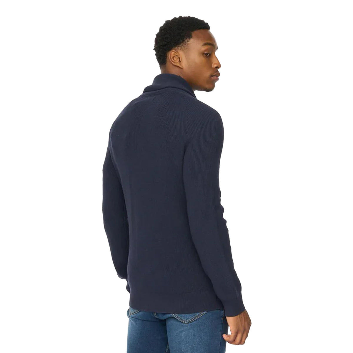 Navy - Back - Duck and Cover Mens Venosa Shawl Collar Cardigan