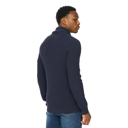 Navy - Back - Duck and Cover Mens Venosa Shawl Collar Cardigan