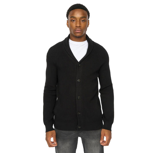 Black - Front - Duck and Cover Mens Venosa Shawl Collar Cardigan