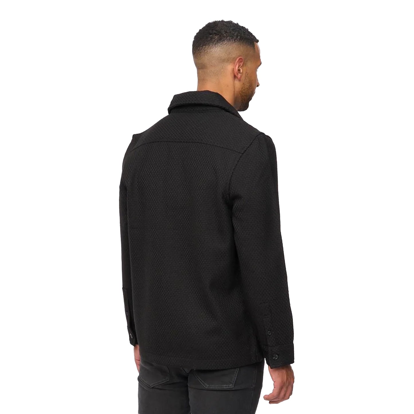 Black - Back - Bewley & Ritch Mens Haynerson Textured Overshirt