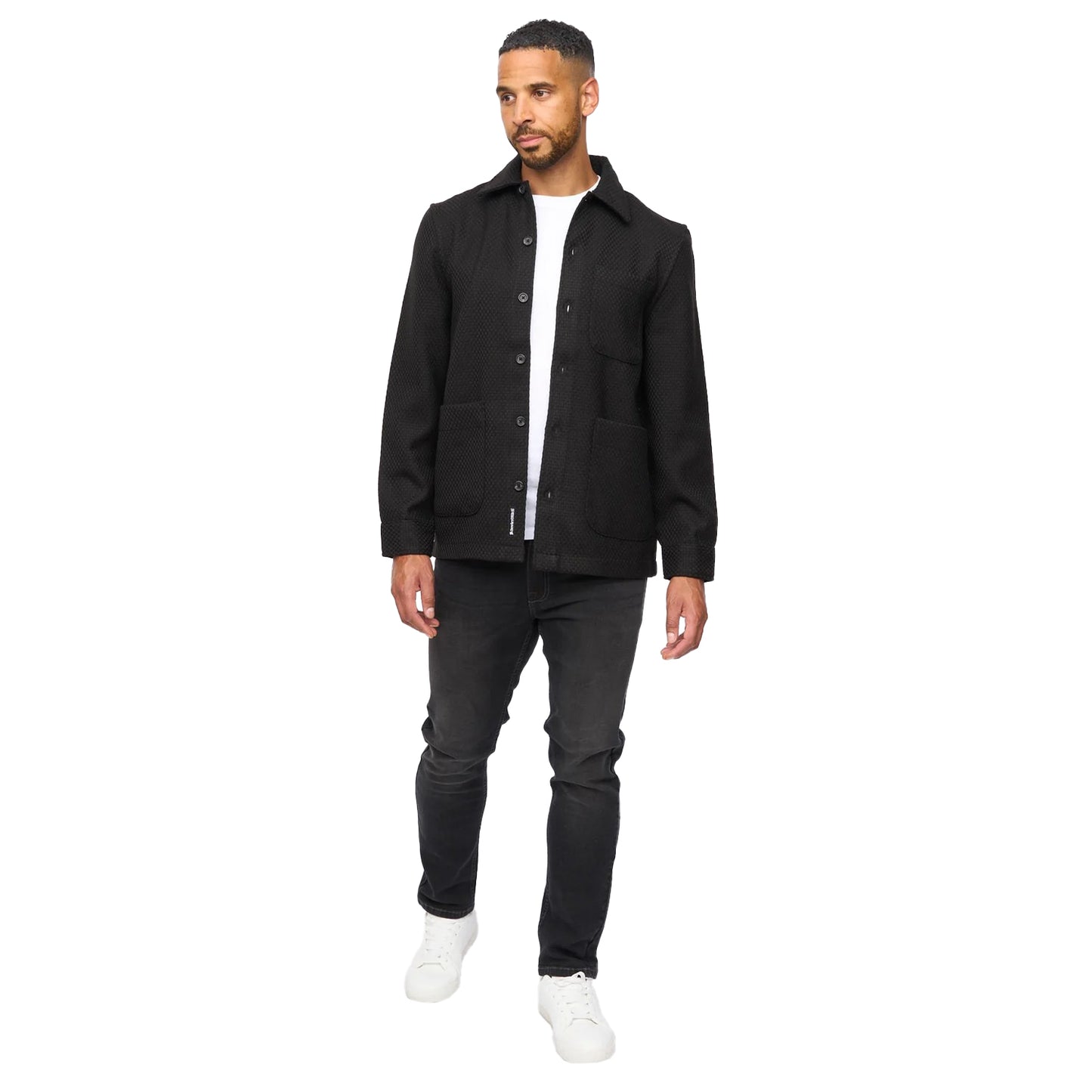 Black - Side - Bewley & Ritch Mens Haynerson Textured Overshirt