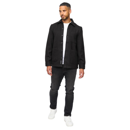 Black - Side - Bewley & Ritch Mens Haynerson Textured Overshirt