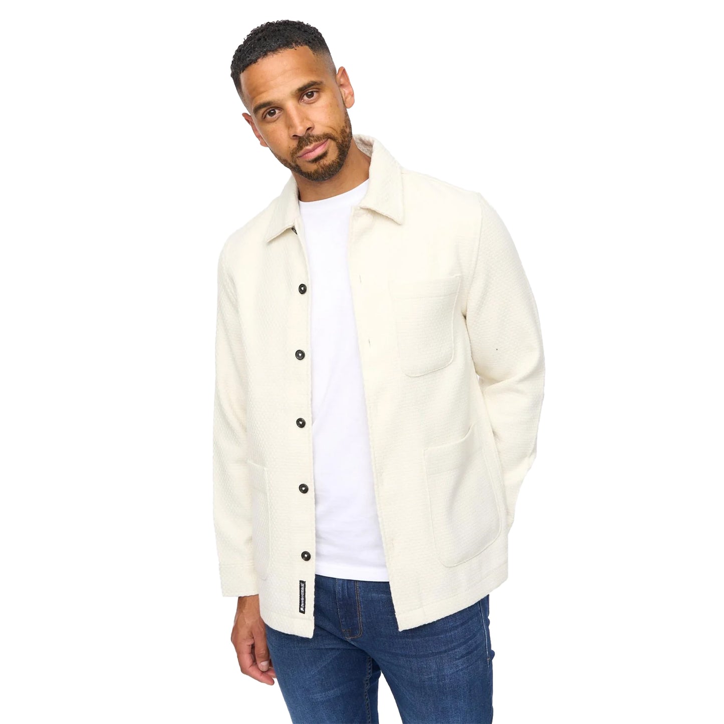 Ecru - Front - Bewley & Ritch Mens Haynerson Textured Overshirt