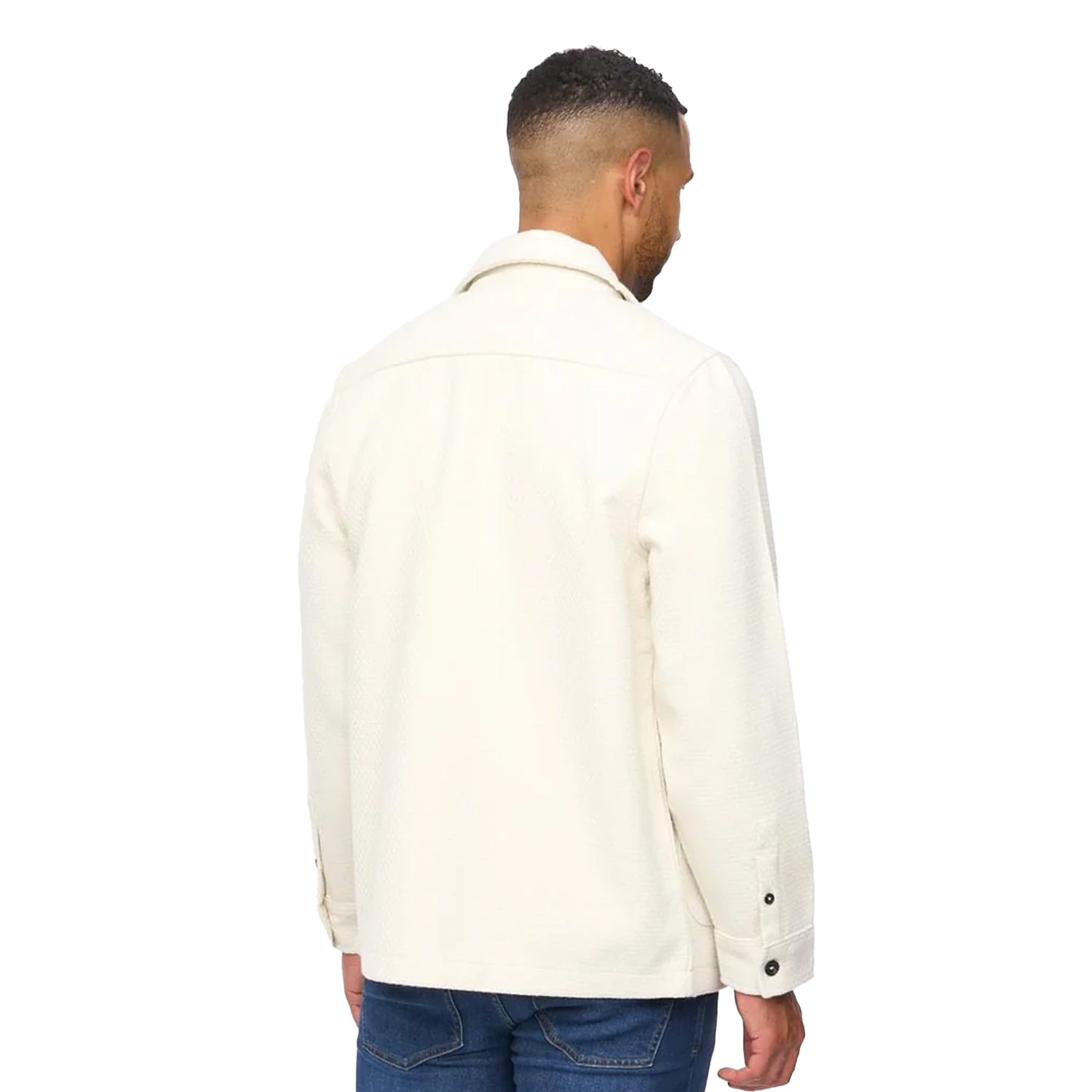Ecru - Back - Bewley & Ritch Mens Haynerson Textured Overshirt