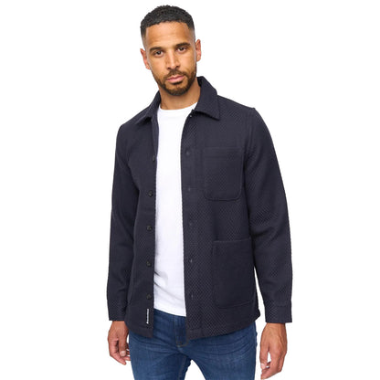 Navy - Front - Bewley & Ritch Mens Haynerson Textured Overshirt