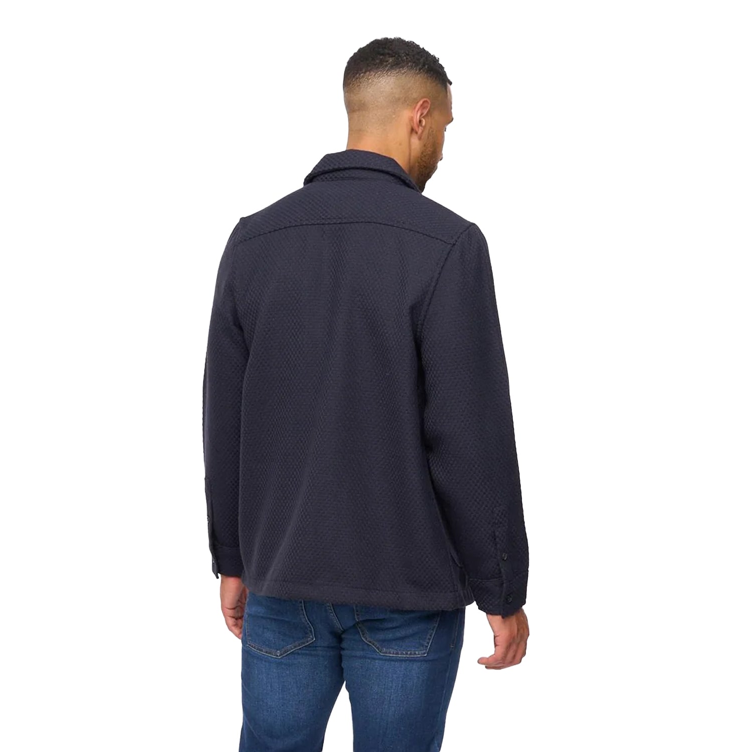 Navy - Back - Bewley & Ritch Mens Haynerson Textured Overshirt