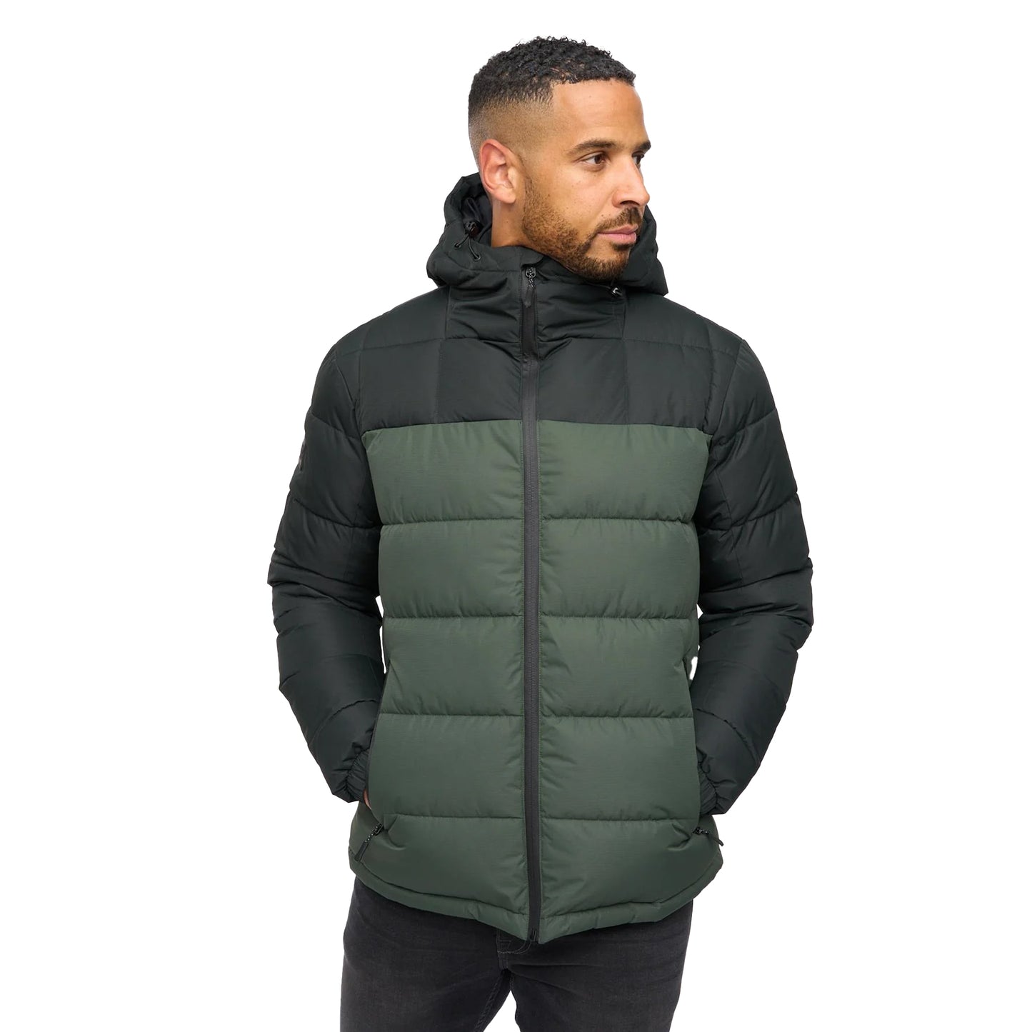 Dark Olive-Olive - Front - Bewley & Ritch Mens Archdale Puffer Jacket