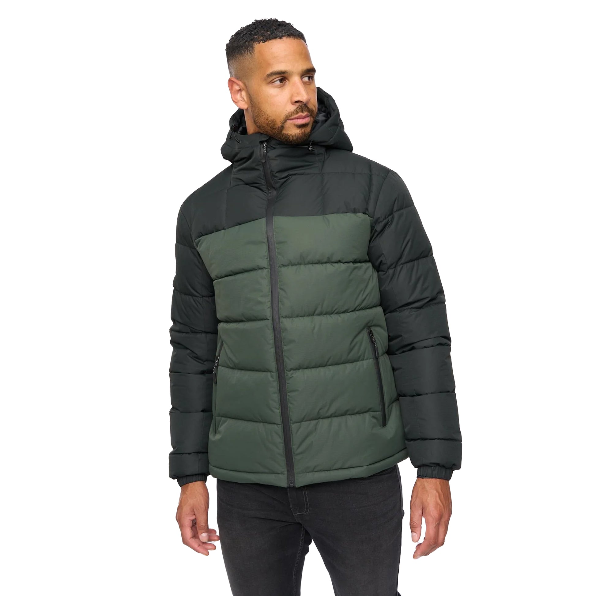 Dark Olive-Olive - Side - Bewley & Ritch Mens Archdale Puffer Jacket