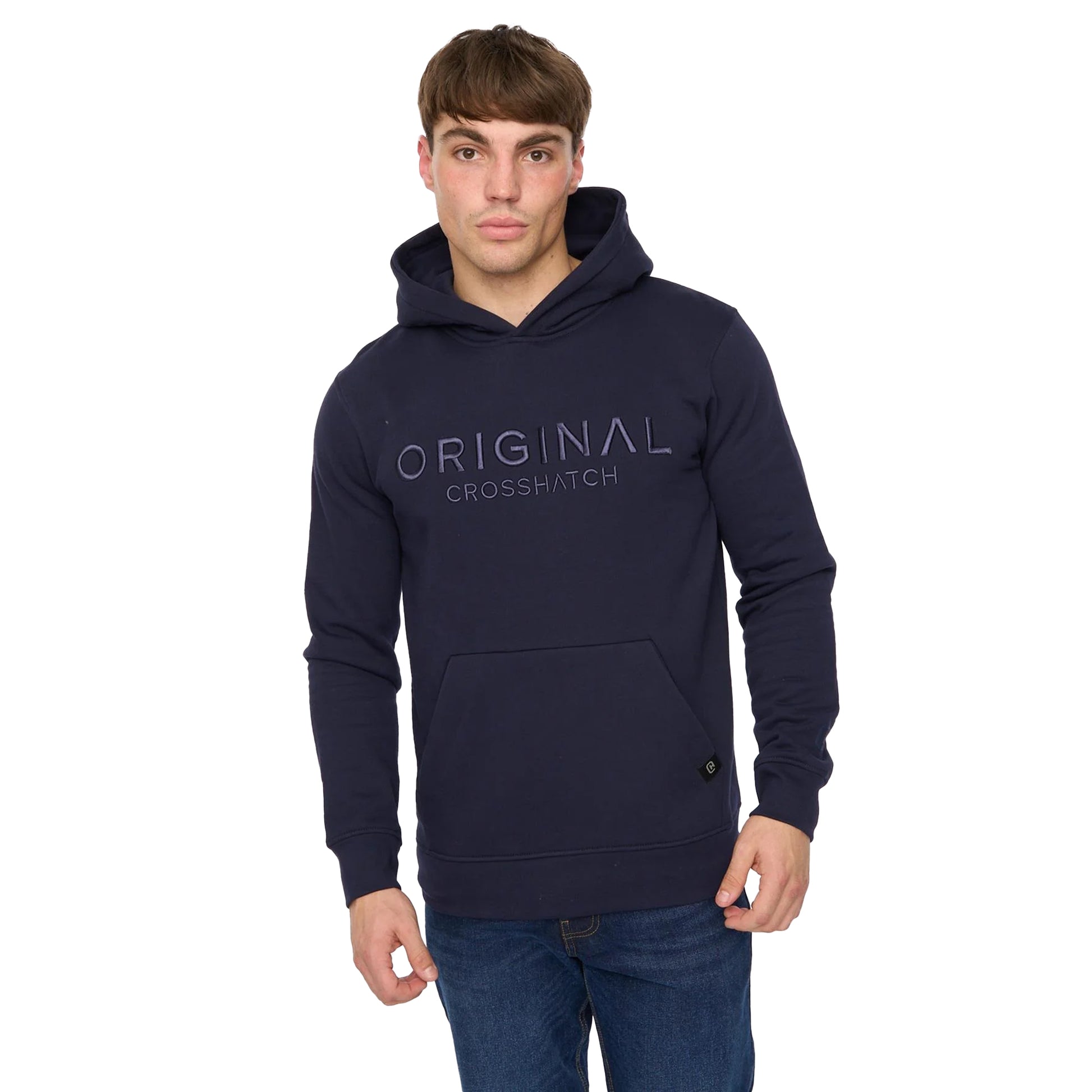 Navy - Side - Crosshatch Mens Haromere Hoodie
