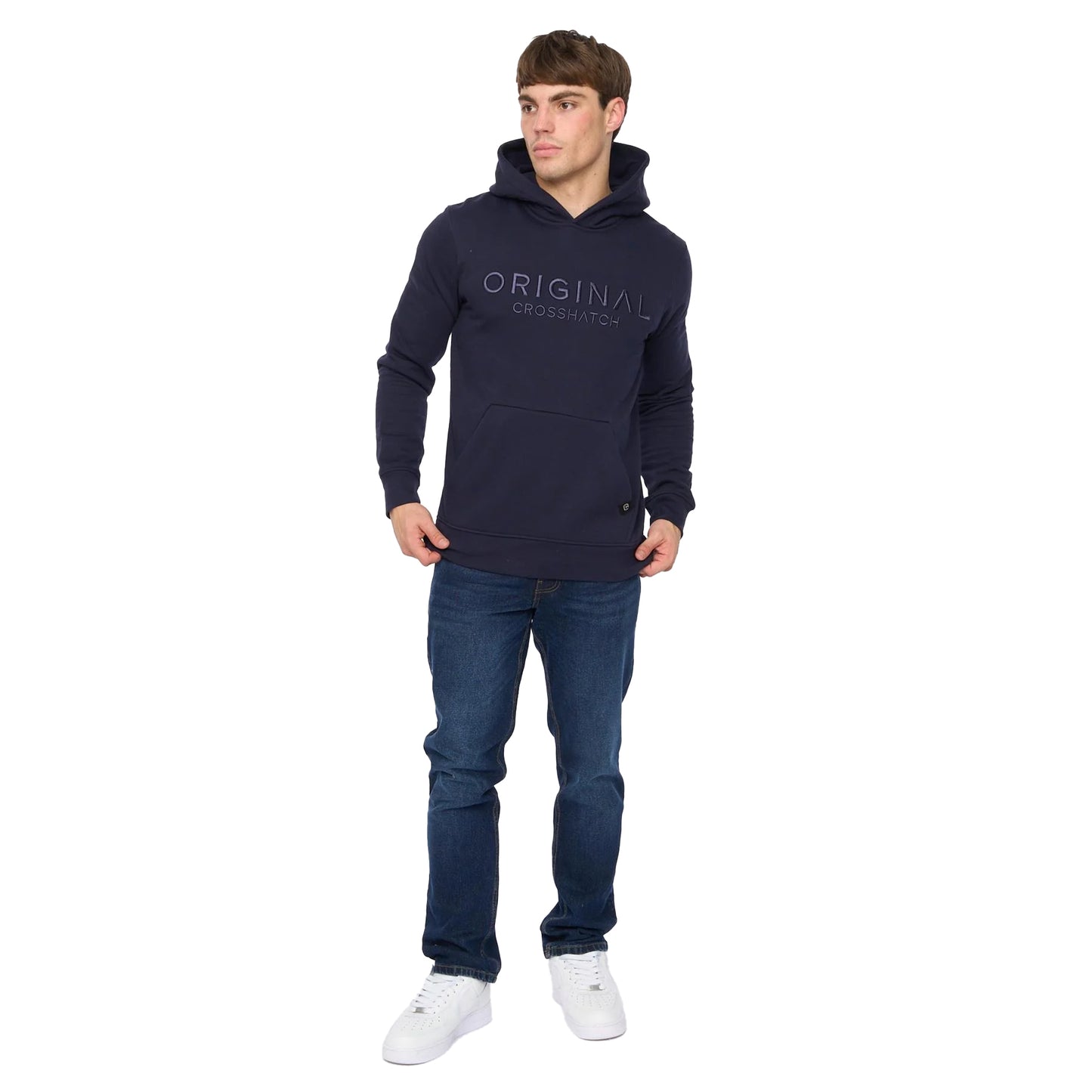 Navy - Lifestyle - Crosshatch Mens Haromere Hoodie