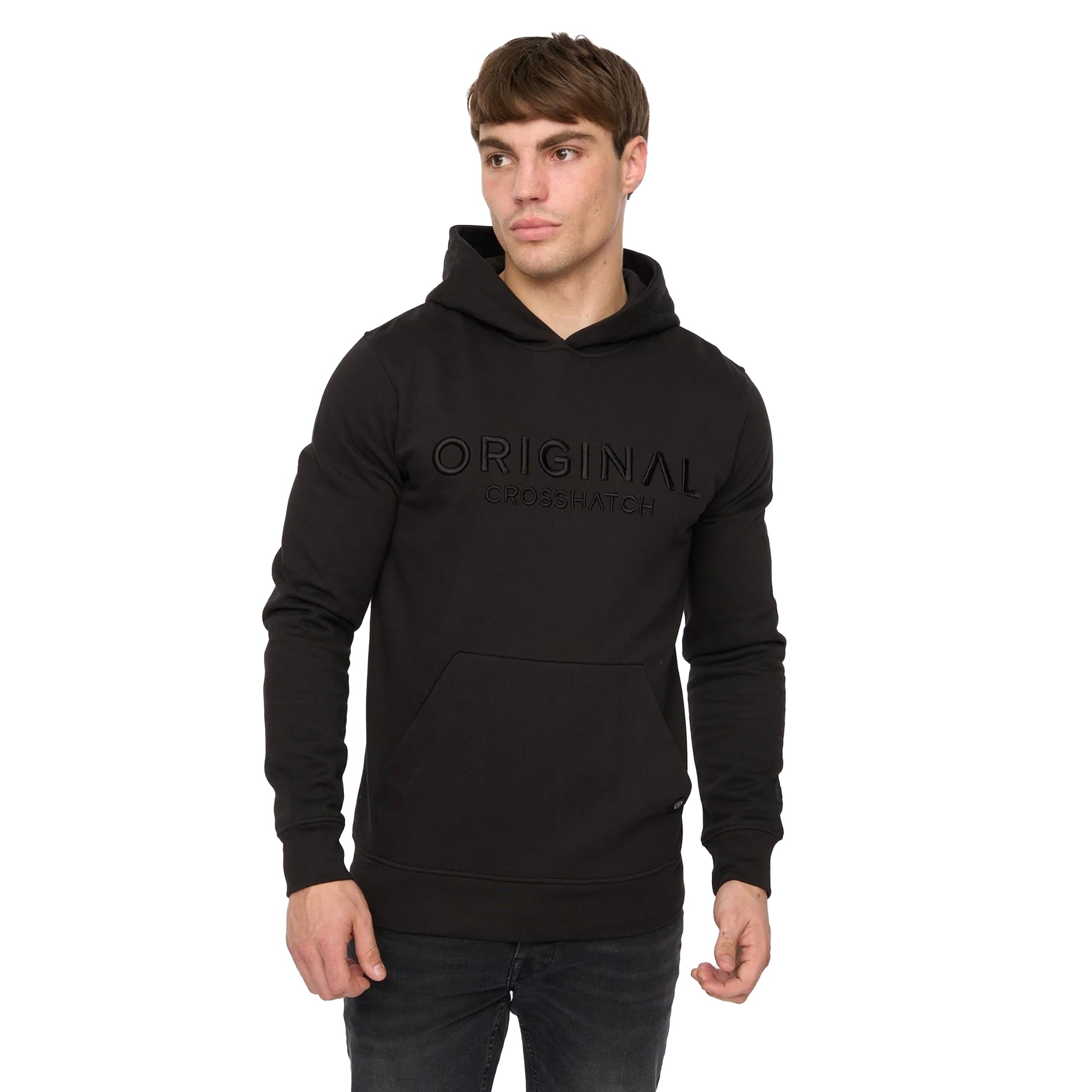 Black - Front - Crosshatch Mens Haromere Hoodie