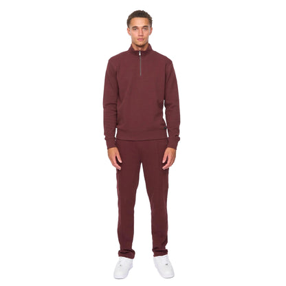 Wine - Lifestyle - Duck and Cover Mens Slellmoore Quarter Zip Sweatshirt